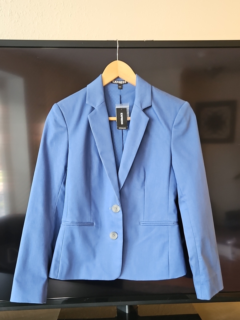 Express Women's Light Blue Two-Button Notch Lapel Blazer